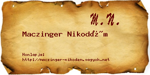 Maczinger Nikodém névjegykártya